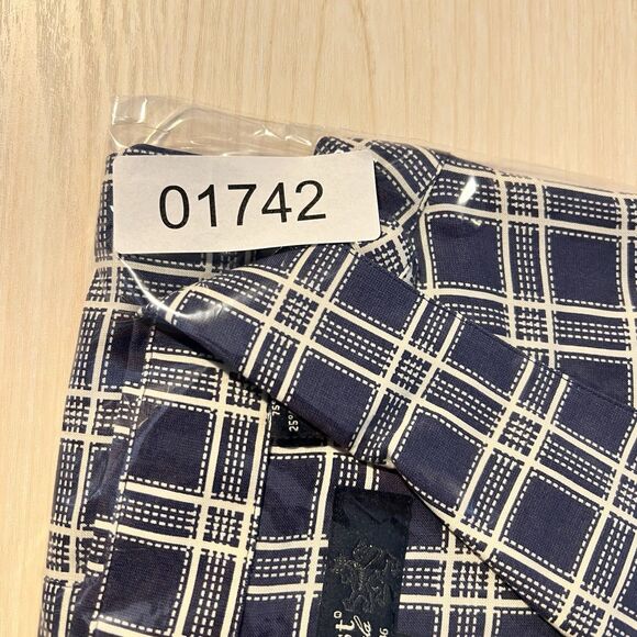 Mens Nat Nast Luxury SS Shirt L Silk Blend Blue White Check Casual - Picture 9 of 9